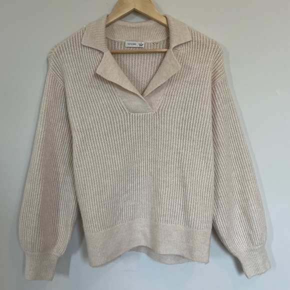 Gentle Fawn Astoria Sweater Knit Collared Oatmeal Cream V Neck Academia Size S - Picture 4 of 10